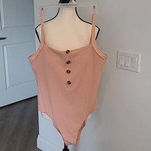 Sanctuary Size XL Rose Button Front Low Back One Piece Swim Suit